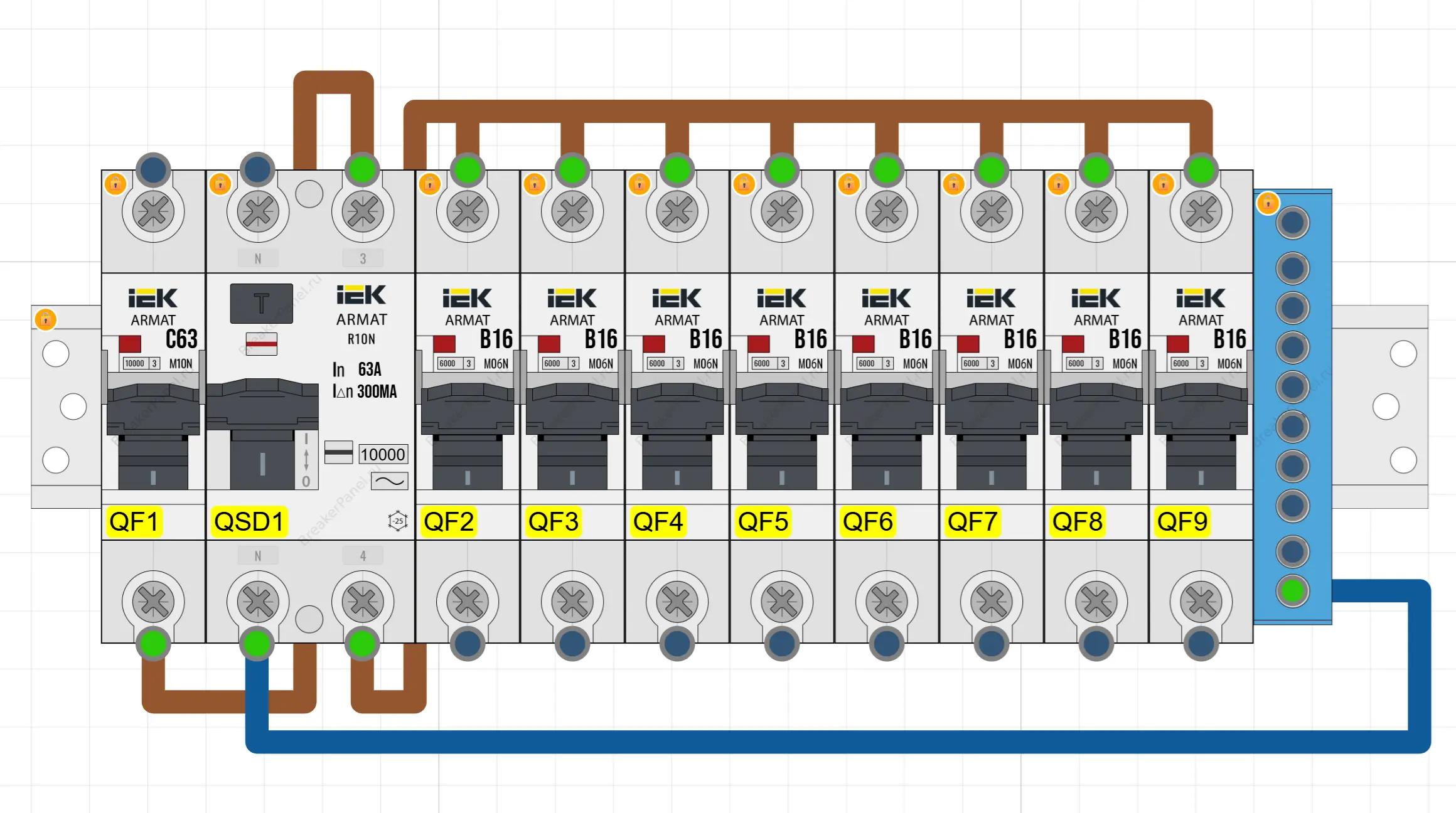 Интерфейс конструктора электрощитов BreakerPanel