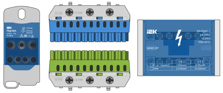 Клеммы и распределительные блоки